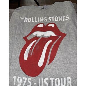 Rolling‎ Stones 1975 Tour Gray Long Sleeve Tee Size XL Concert Rock New